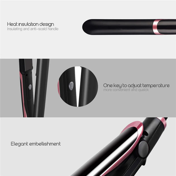 LED Display Hair Straightener & Curler: Infrared Flat Iron