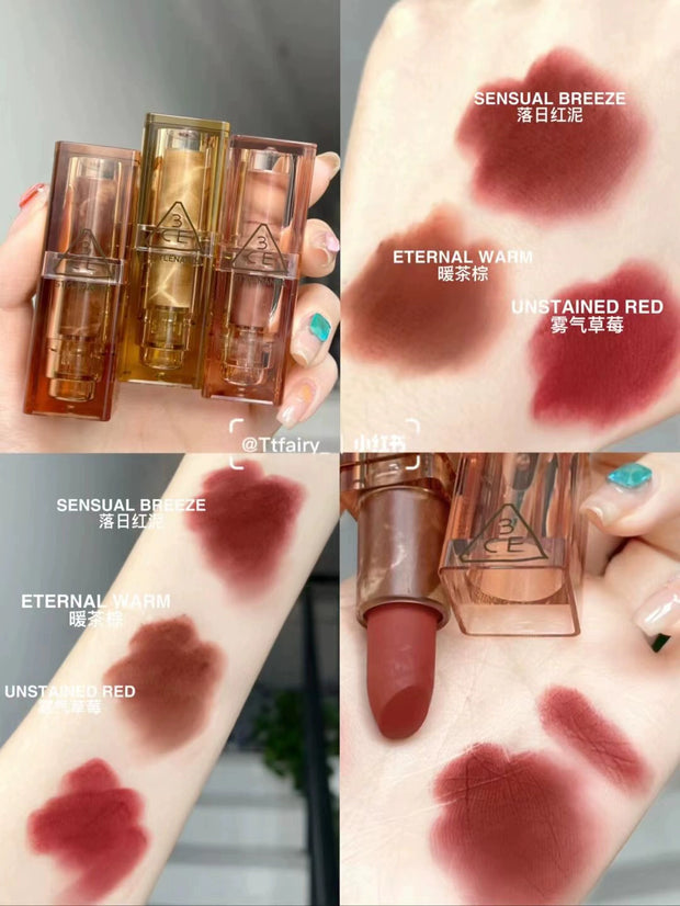 3CE Transparent Velvet Matte Lipstick