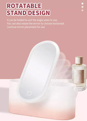 Rechargeable LED Vanity Mirror with Makeup Storage Case