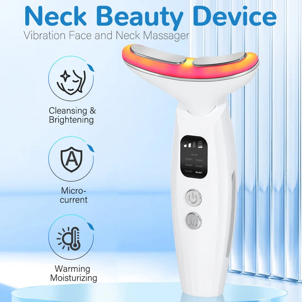 Neck Face Beauty Device: LED Photon Therapy & Tightening Massager