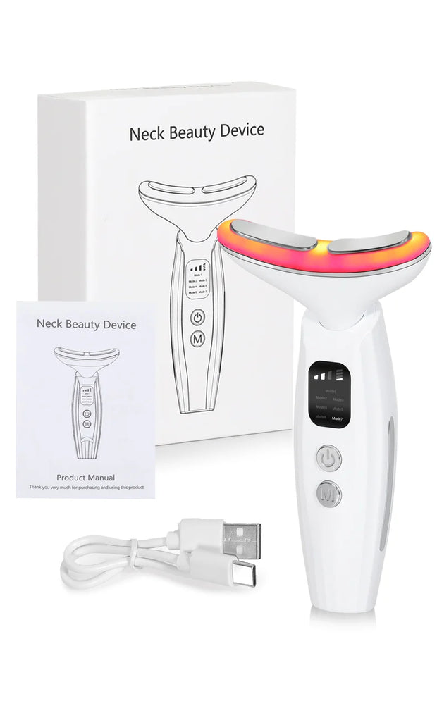 Neck Face Beauty Device: LED Photon Therapy & Tightening Massager