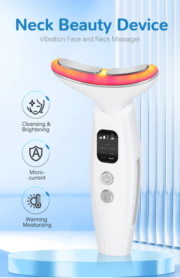 Neck Face Beauty Device: LED Photon Therapy & Tightening Massager