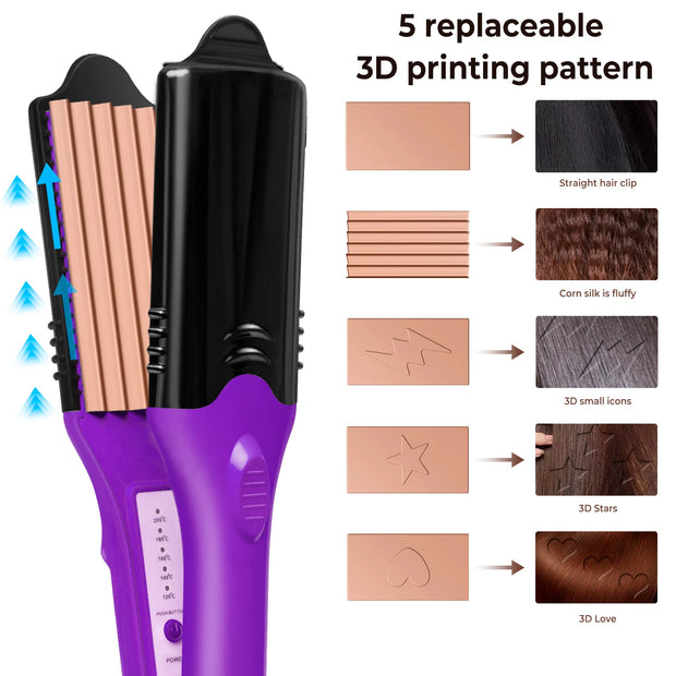 3D Hair Press Flat Iron: Straightener & Curler Wand