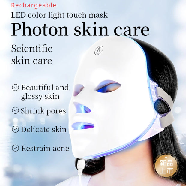 7-Color LED Light Mask: Rechargeable Skin Care Device