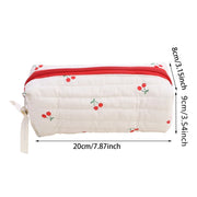 Cute Cherry Quilted Cosmetic Retro Travel & Makeup Pouch