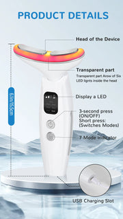 Neck Face Beauty Device: LED Photon Therapy & Tightening Massager