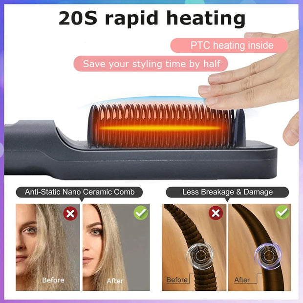 3 In 1 Hair Brush Straight Comb Hot Air Comb Heated  Anti-iron Hair Level Comb Hair Straight Curling Brush Home Essentials