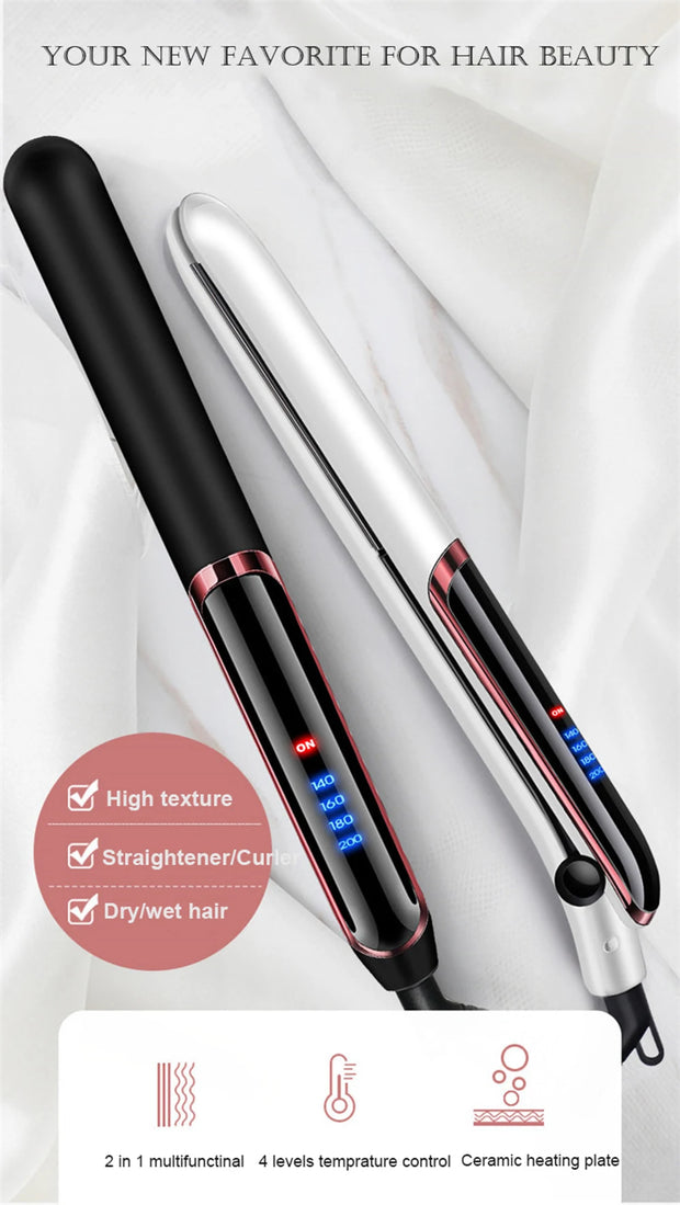 LED Display Professional Hair Straightener Curler Hair Flat Iron Negative Ion Infrared Hair Straighting Curling Iron Corrugation