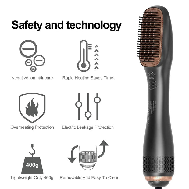 3-in-1 Hot Air Comb: Styling, Straightening & Curling