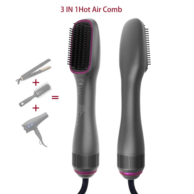 3 In 1 Hot Air Comb Styling Comb for Straight Curly Electric Hot Air Brush Women Anion Heating Comb Hair Straightening Brush