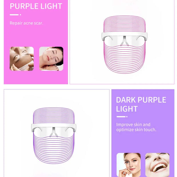 7-Color LED Mask: Rechargeable Red Light Therapy Device