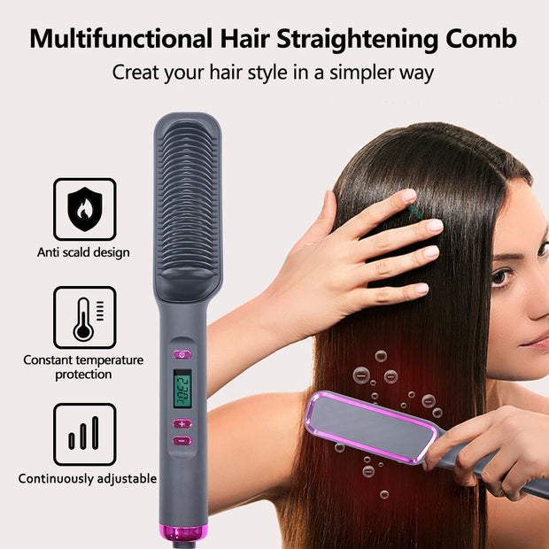 3-in-1 Hot Air Hair Brush: Straighten & Curl